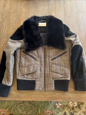 Valentino wool velvet and natural mink bomber jacket. Size 4